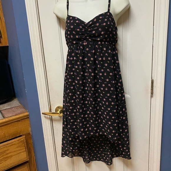 Womens Forever 21 Black Floral Print Spaghetti Strap High Low Dress S. - Picture 3 of 9
